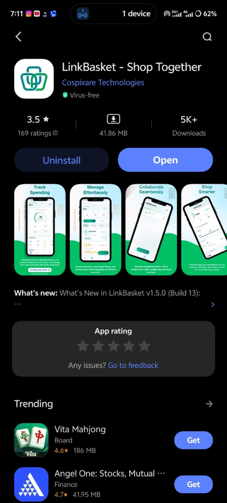 LinkBasket Official Vivo App Store Listing Proof